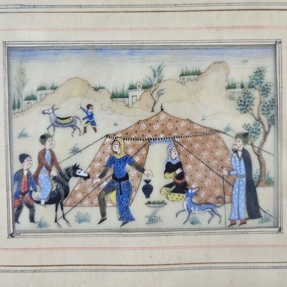 Persian Miniature Painting in Ornate Khatam Inlay Mosaic Frame - Picture 2 of 6